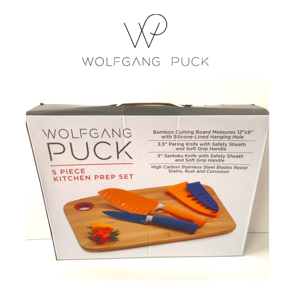 🆕 New Wolfgang Puck 5pc Cutting Board/Knives Set